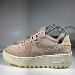 Nike Air Force 1 Womens Size 7.5 Shoes Fashion Platform Sneakers Sage Beige Pink